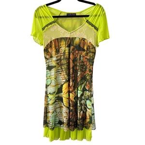 LA-EL COUTURE | SHORT BELL SLEEVE LAYERED MESH DRESS
